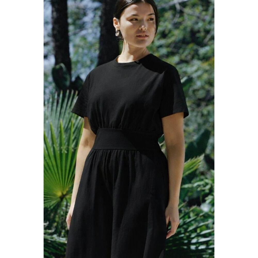 Everlane The Organic Cotton Waisted Dress in Black L NWT